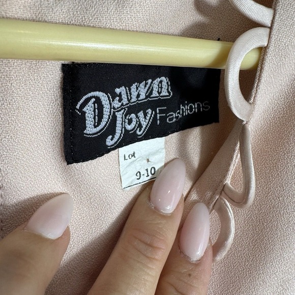 VTG Dawn Joy Fashions Old Money‎ Midi Tea Secretary Art Dress Pale Peach Size 10 - Picture 7 of 11